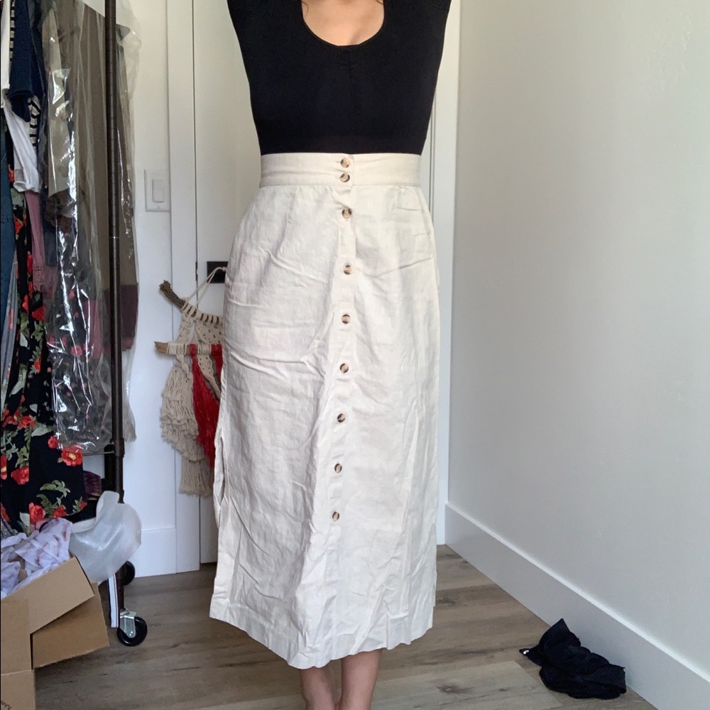 Vintage Beige Linen Skirt